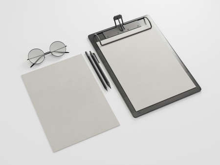 Blank branding elements mockup on white background.の写真素材