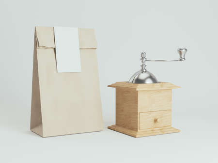 Takeaway cup with coffee mill mock up for identity branding.の写真素材