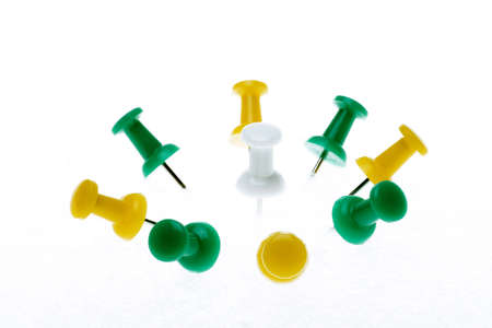 Colored pins for attachment of securities at officeの写真素材