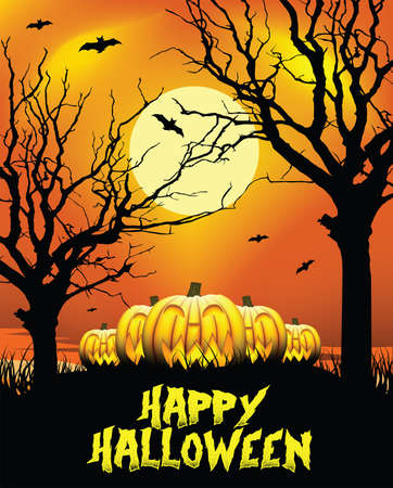 Halloween Pumpkins - Moonlight - Illustrationのイラスト素材