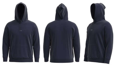 hoodie template. Hoodie sweatshirt long sleeve with clipping path, hoody for design mockup for print, isolated on white background.の写真素材