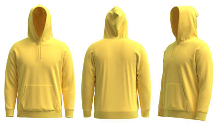 4K 3D rendered images of Blank hoodie template. Hoodie sweatshirt long sleeve with clipping path, hoody for design mockup for print, isolated on white background.の写真素材
