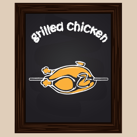 ruddy chicken grilled on a skewerのイラスト素材