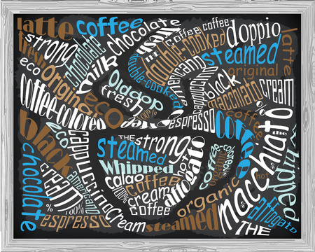 beautiful signboard coffee with inscriptions drawn in chalkのイラスト素材
