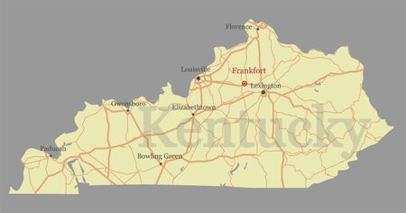 Kentucky accurate detailed map.のイラスト素材