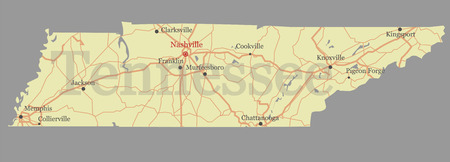 Tennessee accurate detailed map.のイラスト素材