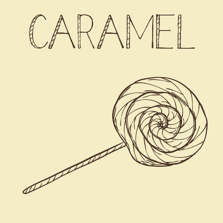 Vector hand drawn lollipop line icon, outline and filled vector sign, linear and full pictogram isolated, signage illustrationのイラスト素材