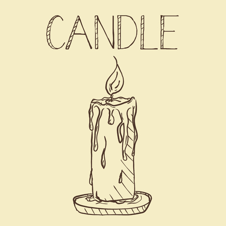 Candlelight Line Art, a hand drawn vector illustration. Perfect for invitations, greeting cards, postersのイラスト素材