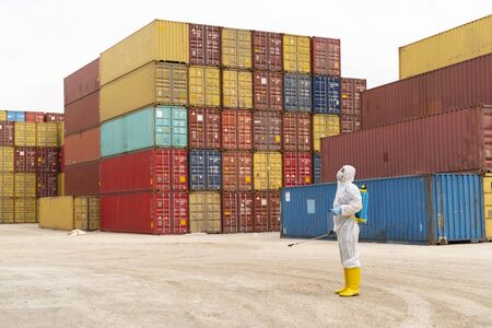 Disinfecting of storage container to prevent COVID-19の写真素材