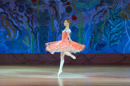 DNIPRO, UKRAINE - JUNE 26, 2016: Sofia Gatylo, age 15 years old, performs This eternal ballet tale at State Opera and Ballet Theatre.のeditorial素材