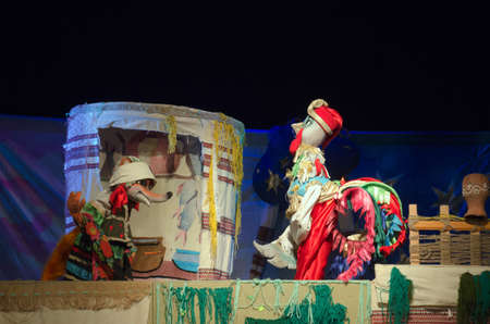 DNIPROPETROVSK, UKRAINE - MAY 9, 2016: Rooster Kozakperformed by members of the Dnipropetrovsk Puppet Theatre.のeditorial素材