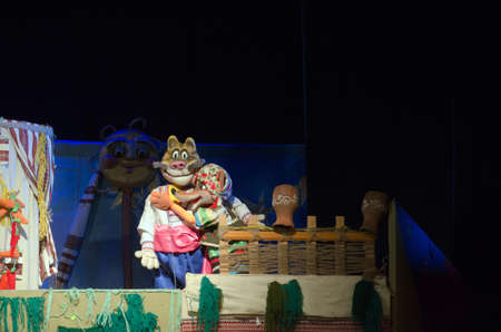 DNIPROPETROVSK, UKRAINE - MAY 9, 2016: Rooster Kozakperformed by members of the Dnipropetrovsk Puppet Theatre.のeditorial素材