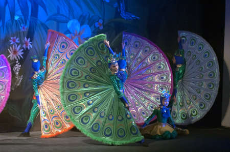DNEPROPETROVSK, UKRAINE - FEBRUARY 23: Unidentified children, ages 7-15 years old, perform musical spectacle "Mowgli" on February 23, 2013 in Dnepropetrovsk, Ukraineのeditorial素材