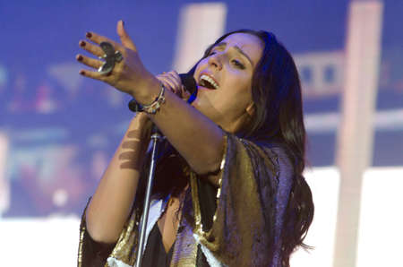 DNIPRO, UKRAINE - SEPTEMBER  10, 2016: Famous Ukrainian singer Jamala performes at the  festival...