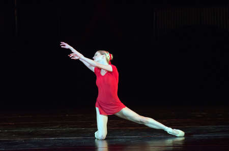 DNIPRO, UKRAINE - OCTOBER 15, 2016: Degage ballet performed by members of the Dnipropetrovsk State Opera and Ballet Theatre.のeditorial素材