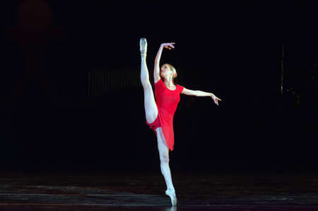 DNIPRO, UKRAINE - OCTOBER 15, 2016: Degage ballet performed by members of the Dnipropetrovsk State Opera and Ballet Theatre.のeditorial素材