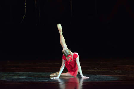 DNIPRO, UKRAINE - OCTOBER 15, 2016: Degage ballet performed by members of the Dnipropetrovsk State Opera and Ballet Theatre.のeditorial素材