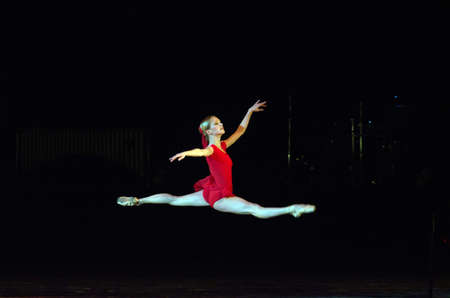 DNIPRO, UKRAINE - OCTOBER 15, 2016: Degage ballet performed by members of the Dnipropetrovsk State Opera and Ballet Theatre.のeditorial素材