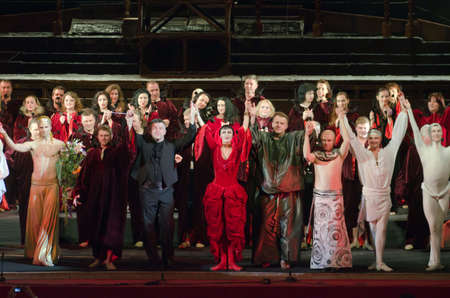 DNIPRO, UKRAINE - JUNE  17, 2016: Members of the Dnipropetrovsk State Opera and Ballet Theatre perform Carmina Burana.のeditorial素材