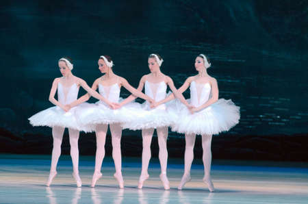 DNIPRO, UKRAINE - JUNE  12, 2016: SWAN LAKE ballet performed by members of the Dnipropetrovsk State Opera and Ballet Theatre.のeditorial素材