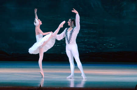 DNIPRO, UKRAINE - JUNE  12, 2016: SWAN LAKE ballet performed by members of the Dnipropetrovsk State Opera and Ballet Theatre.のeditorial素材