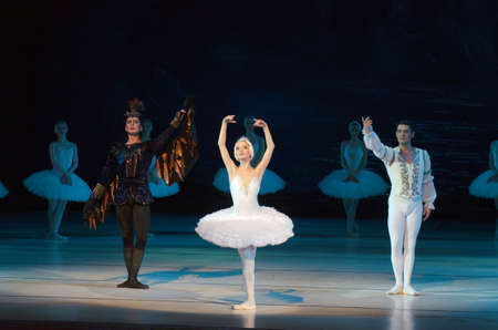 DNIPRO, UKRAINE - JUNE  12, 2016: SWAN LAKE ballet performed by members of the Dnipropetrovsk State Opera and Ballet Theatre.のeditorial素材