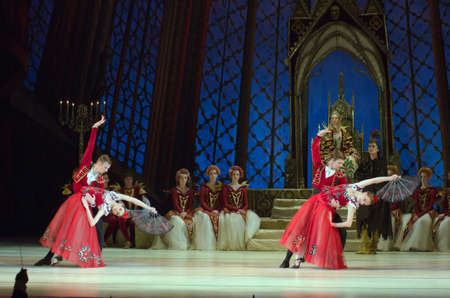 DNIPRO, UKRAINE - JUNE  12, 2016: SWAN LAKE ballet performed by members of the Dnipropetrovsk State Opera and Ballet Theatre.のeditorial素材