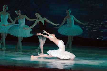 DNIPRO, UKRAINE - JUNE  12, 2016: SWAN LAKE ballet performed by members of the Dnipropetrovsk State Opera and Ballet Theatre.のeditorial素材