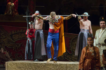 DNIPRO, UKRAINE - JUNE  11, 2016: TURANDOT opera performed by members of the Dnipropetrovsk State...