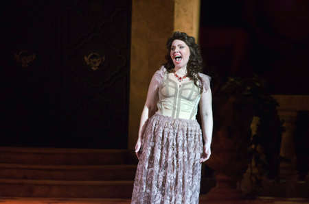 DNIPROPETROVSK, UKRAINE - APRIL 17, 2016: Traviata operaperformed by members of the Dnipropetrovsk Opera and Ballet Theatre.のeditorial素材