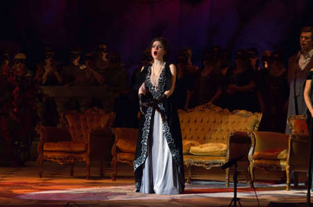 DNIPROPETROVSK, UKRAINE - APRIL 15, 2016: Traviata operaperformed by members of the Dnipropetrovsk Opera and Ballet Theatre.のeditorial素材