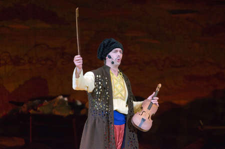 DNIPROPETROVSK, UKRAINE - MARCH  4, 2016: Ukranian musical Sorochintsy Fair performed by members of the Dnipropetrovsk State Opera and Ballet Theatre.のeditorial素材