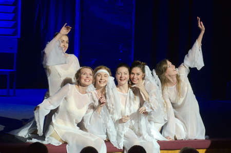 DNIPRO, UKRAINE - DECEMBER 2, 2016: Michel performed by members of the Dnipro State Russian Drama Theatre.のeditorial素材