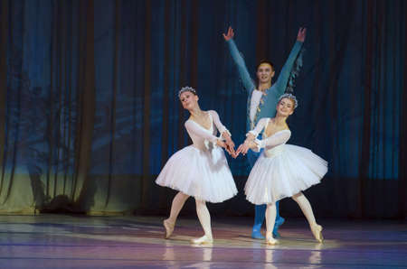 DNIPROPETROVSK, UKRAINE - MAY 30: Members of the Dnipropetrovsk State Opera and Ballet Theatre perform HUMPBACKED HORSE on May 30, 2015 in Dnipropetrovsk, Ukraineのeditorial素材