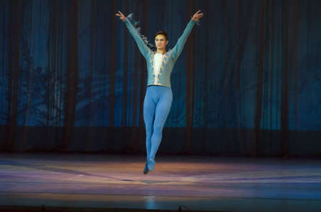 DNIPROPETROVSK, UKRAINE - MAY 30: Dancer Eugene Dankov-Belyanskiy performs HUMPBACKED HORSE at State Opera and Ballet Theatre on May 30, 2015 in Dnipropetrovsk, Ukraineのeditorial素材