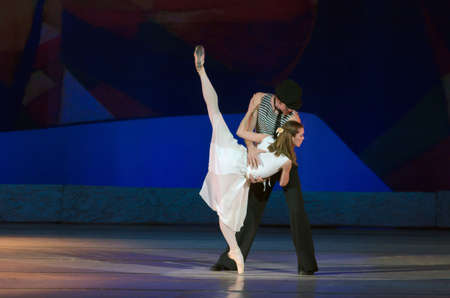 DNIPROPETROVSK, UKRAINE - MAY 30: Dancers Elena Saltykov and Eugene Kuchvar perform LADY AND THE...