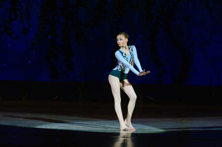 DNIPROPETROVSK, UKRAINE - JANUARY 11: Sofia Gatylo, age 14 years old, performs Ballet pearls at...