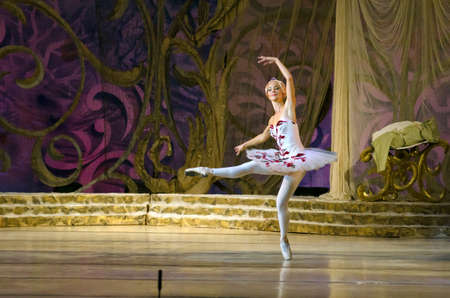 DNIPROPETROVSK, UKRAINE - OCTOBER 18: Sleeping beauty ballet performed by Dnipropetrovsk Opera and Ballet Theatre ballet on October 18, 2014 in Dnipropetrovsk, Ukraine.のeditorial素材