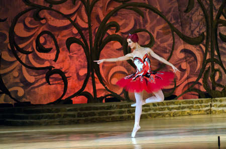 DNIPROPETROVSK, UKRAINE - OCTOBER 18: Sleeping beauty ballet performed by Dnipropetrovsk Opera and Ballet Theatre ballet on October 18, 2014 in Dnipropetrovsk, Ukraine.のeditorial素材