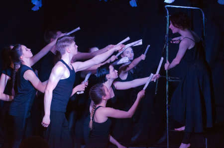 DNIPRO, UKRAINE - FEBRUARY 13, 2017: Theatrical show Isadora performed by members of the Creative Theatre CULTURE.のeditorial素材