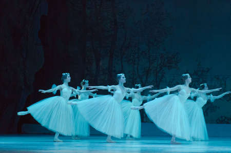 DNIPRO, UKRAINE - FEBRUARY 17, 2017: Classical ballet Giselle performed by members of the Dnipro Opera and Ballet Theatre.のeditorial素材