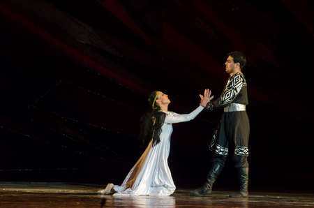 DNIPRO, UKRAINE - FEBRUARY 24, 2017: Ukrainian historical ballet Princess Olga performed by members...