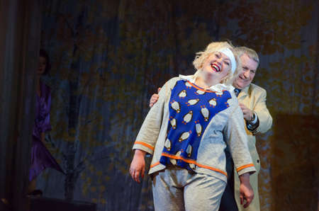 DNIPRO, UKRAINE - MARCH 25, 2017: Lovers live a little longer performed by members of the Dnipro Creative Theatre Yevsey!のeditorial素材