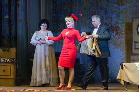 DNIPRO, UKRAINE - MARCH 25, 2017: Lovers live a little longer performed by members of the Dnipro Creative Theatre Yevsey!のeditorial素材