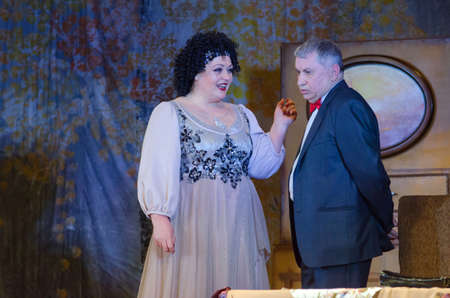 DNIPRO, UKRAINE - MARCH 25, 2017: Lovers live a little longer performed by members of the Dnipro Creative Theatre Yevsey!のeditorial素材