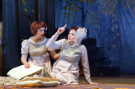 DNIPRO, UKRAINE - MARCH 25, 2017: Lovers live a little longer performed by members of the Dnipro Creative Theatre Yevsey!のeditorial素材