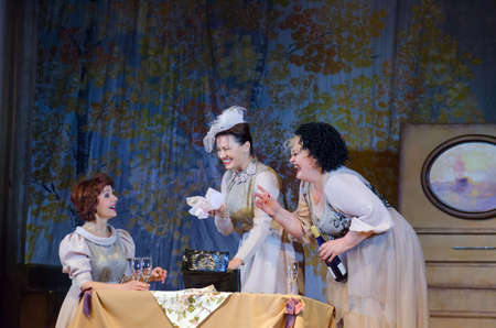 DNIPRO, UKRAINE - MARCH 25, 2017: Lovers live a little longer performed by members of the Dnipro Creative Theatre Yevsey!のeditorial素材