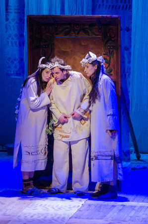 DNIPRO, UKRAINE - APRIL  29, 2017: A simple story performed by members of the Dnipro Youth Theatre...
