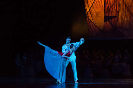 DNIPRO, UKRAINE - APRIL  30, 2017: Modern ballet  Jesus performed by members of the Dnipro Opera and Ballet Theatre.のeditorial素材