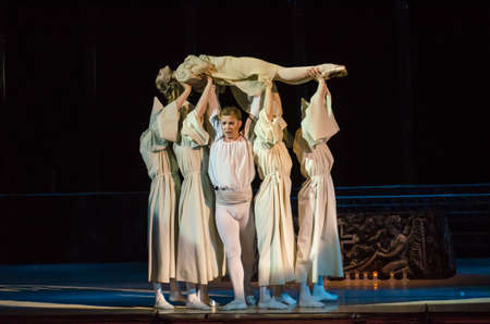 DNIPRO, UKRAINE - MAY 10, 2017: Classical ballet Romeo and Juliet. performed by members of the Dnipro Opera and Ballet Theatre.のeditorial素材